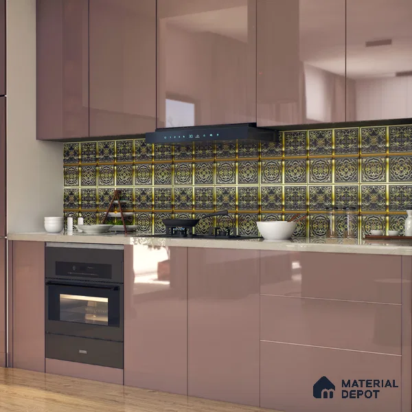 Metallic Wall Tile TL 07235 Regal Noir 1 ft x 1 ft Ceramic Matte Finish - 9 mm  | 2 mm Spacer is Mandatory | Suitable For Bathroom, Kitchen, Dining Area | Please Expect a Slight Variation of Pattern (Sample)